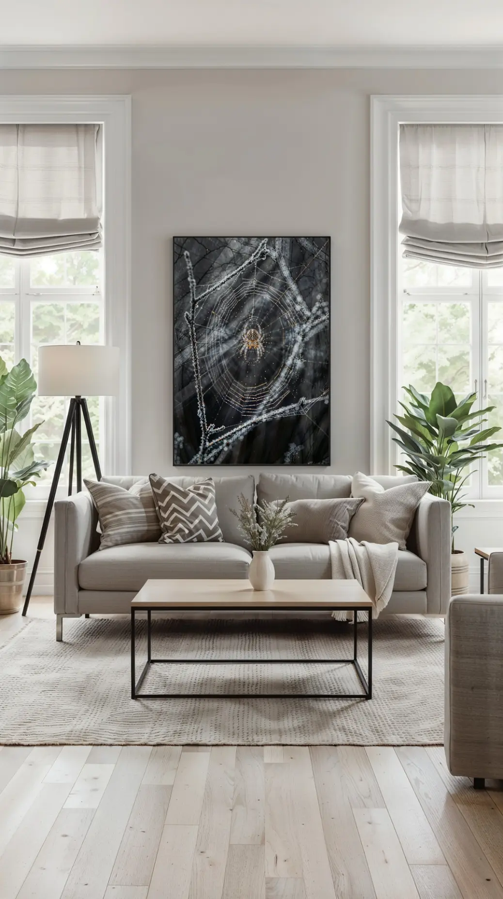 Frozen web of light minimalist wall art print for modern décor  